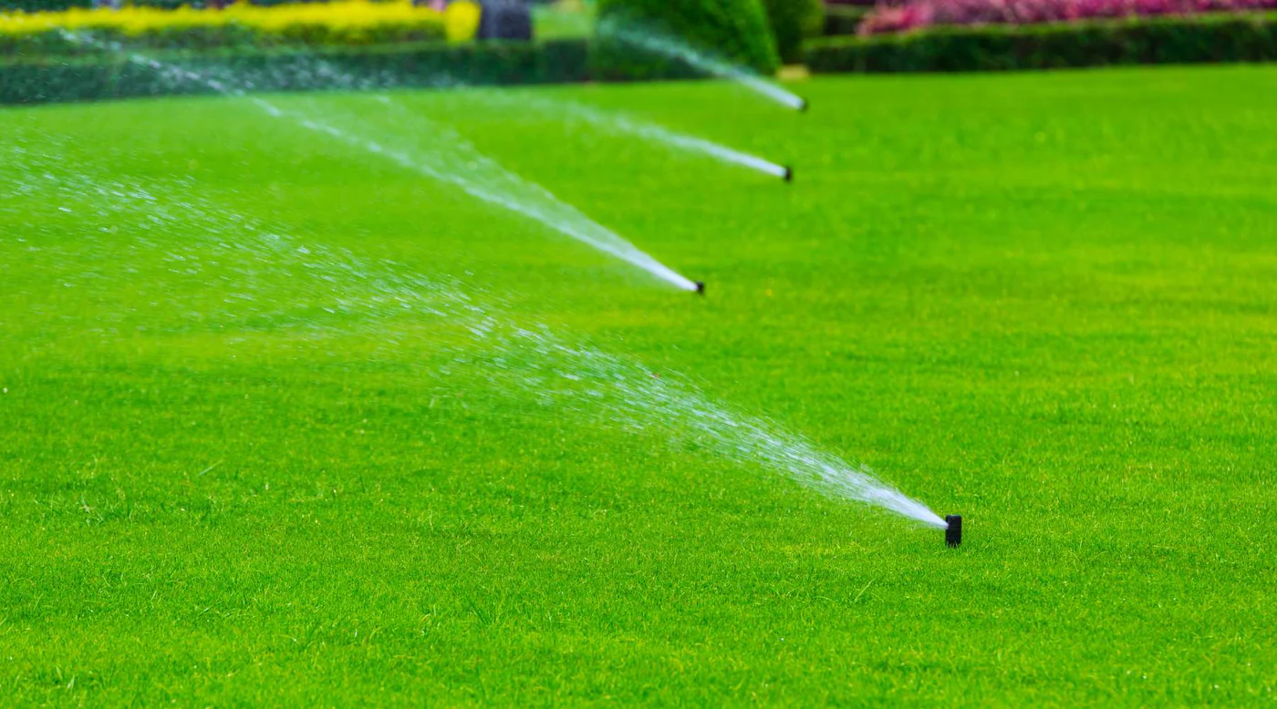 lawn being irrigated